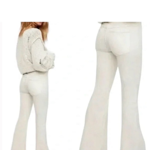 Free People Pants Women’s Size 25 Flare Bell Bottoms Midrise Cream White - Picture 1 of 6